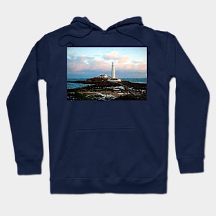 Artistic St. Mary's Island and Lighthouse Hoodie